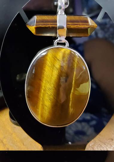 Tiger Eye Point and Oval Pendant